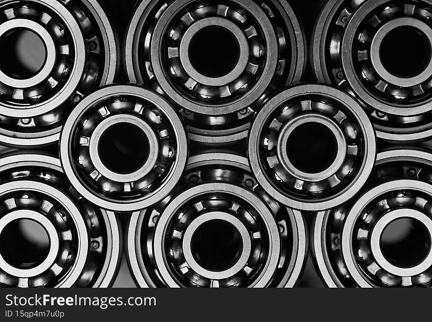 Bearings. Ball bearings. Thrust bearings. Industrial background