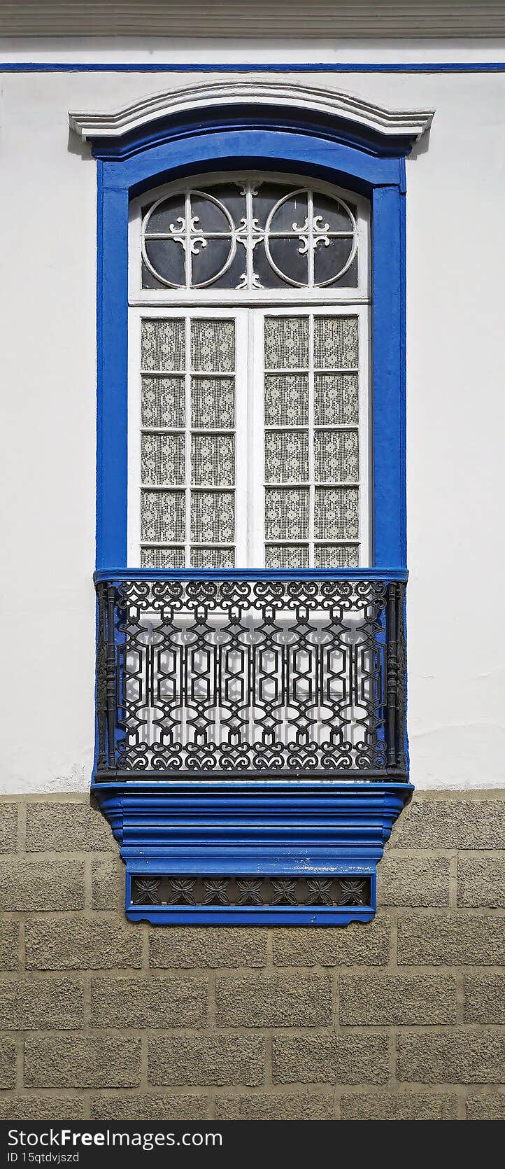 Colonial balcony on facade in Ouro Preto, Brazil