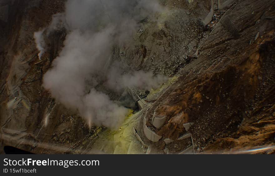 An egg-producing factory covered by sulphuric smoke in a volcanic valley in Hakone, Kanagawa, Japan. An egg-producing factory covered by sulphuric smoke in a volcanic valley in Hakone, Kanagawa, Japan.