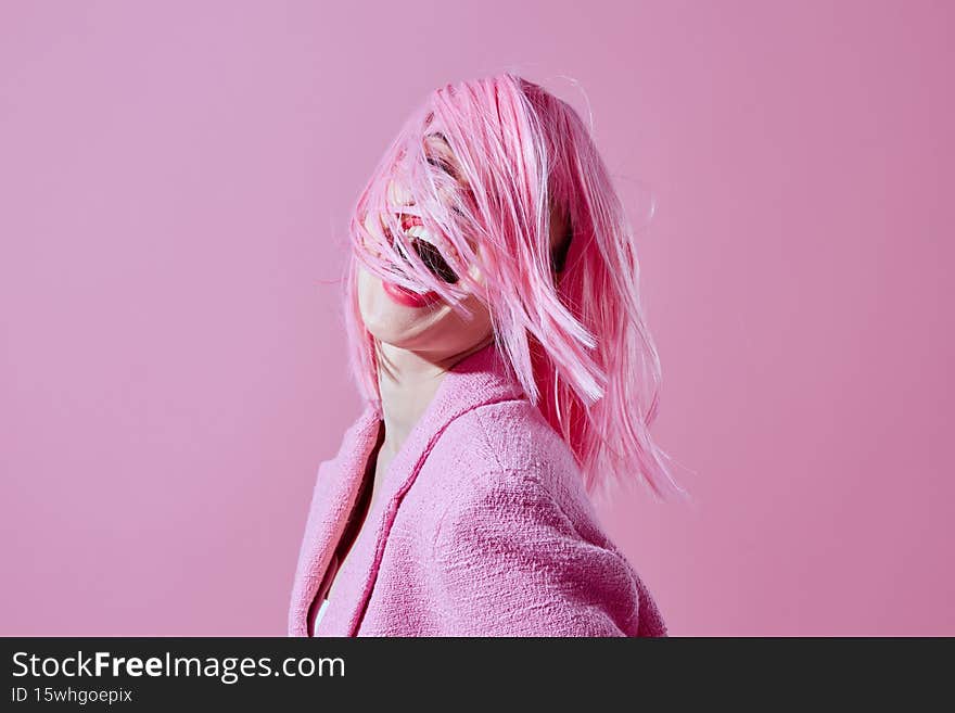 pretty woman in pink blazer cosmetics  background. High quality photo. pretty woman in pink blazer cosmetics  background. High quality photo