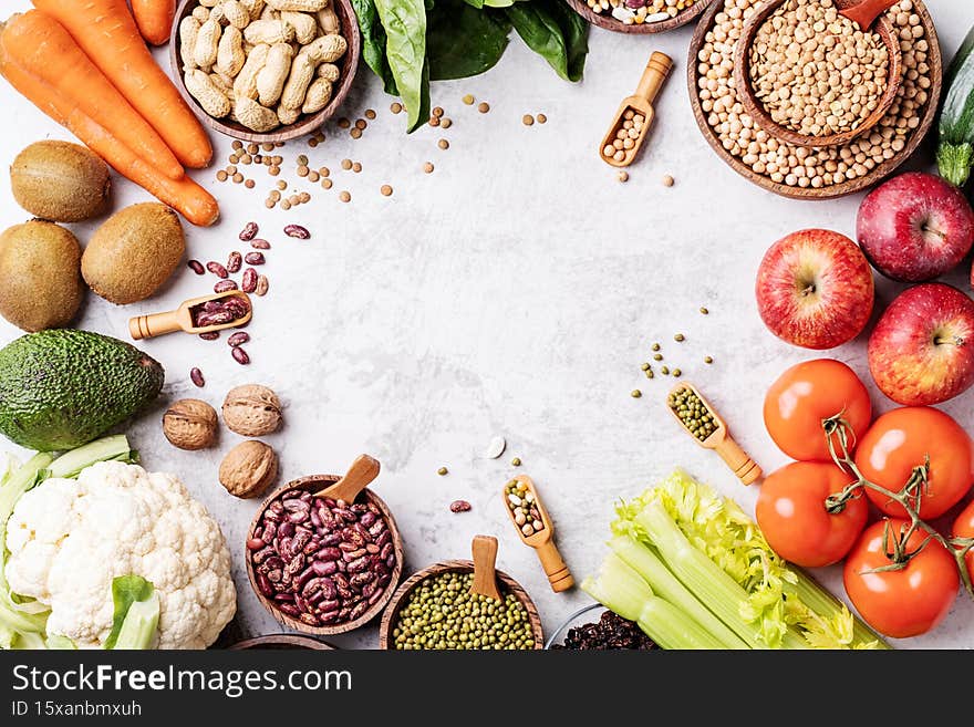 Healthy eating. Healthy foods top view flat lay on marble background with copy space. Healthy eating. Healthy foods top view flat lay on marble background with copy space