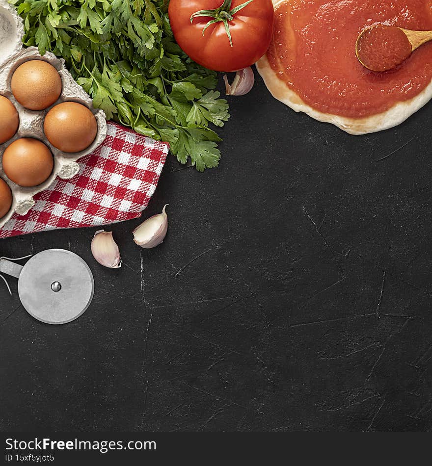 copy space pizza ingredients. High resolution photo. copy space pizza ingredients. High resolution photo