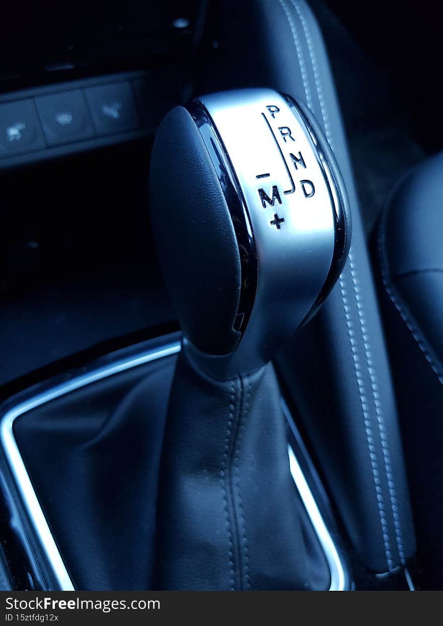 Gearshift lever in the car. Gearshift lever in the car