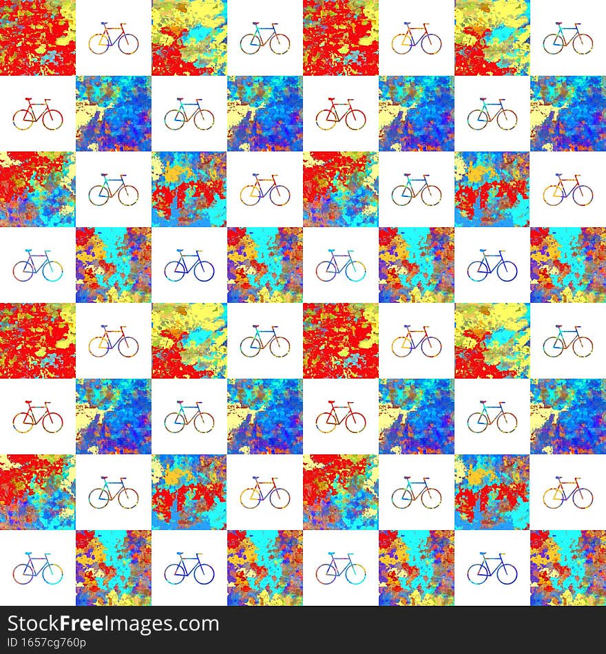 Seamless multicolored bikes