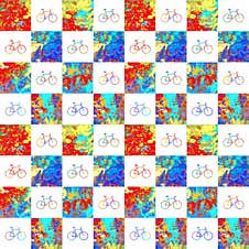 Seamless Multicolored Bikes Royalty Free Stock Photography