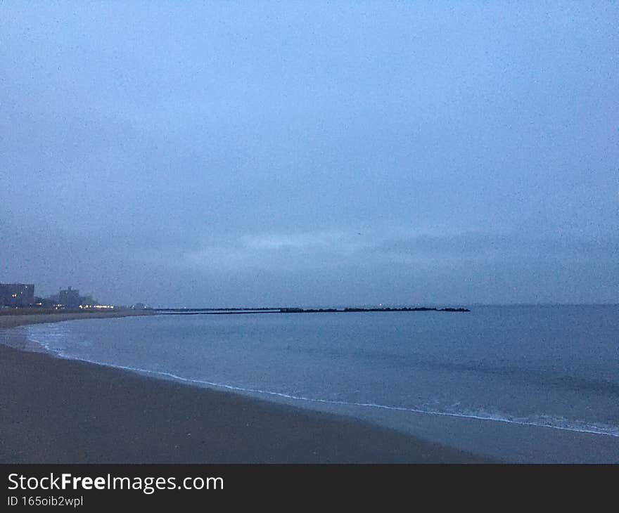 Dawn in Winter at Coney Island in Brooklyn, New York, NY.