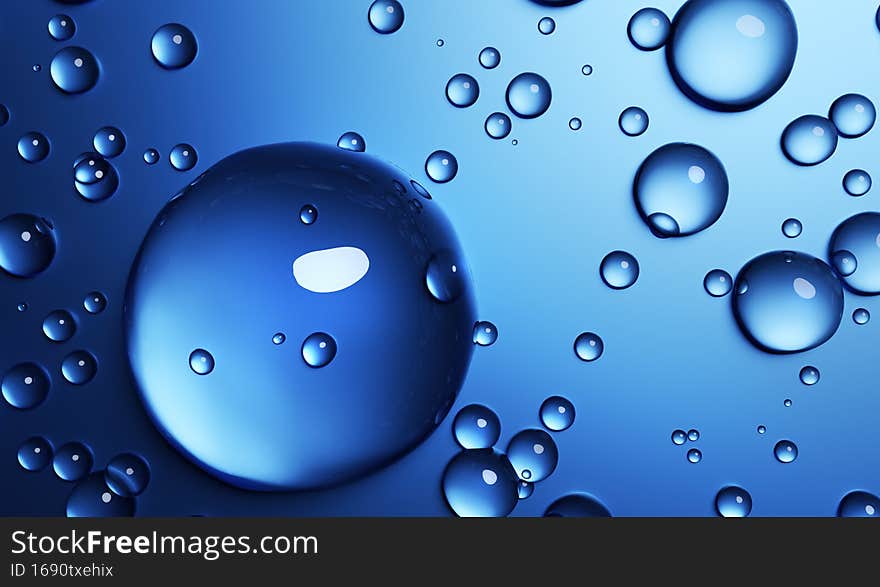Water drops blue background, texture
