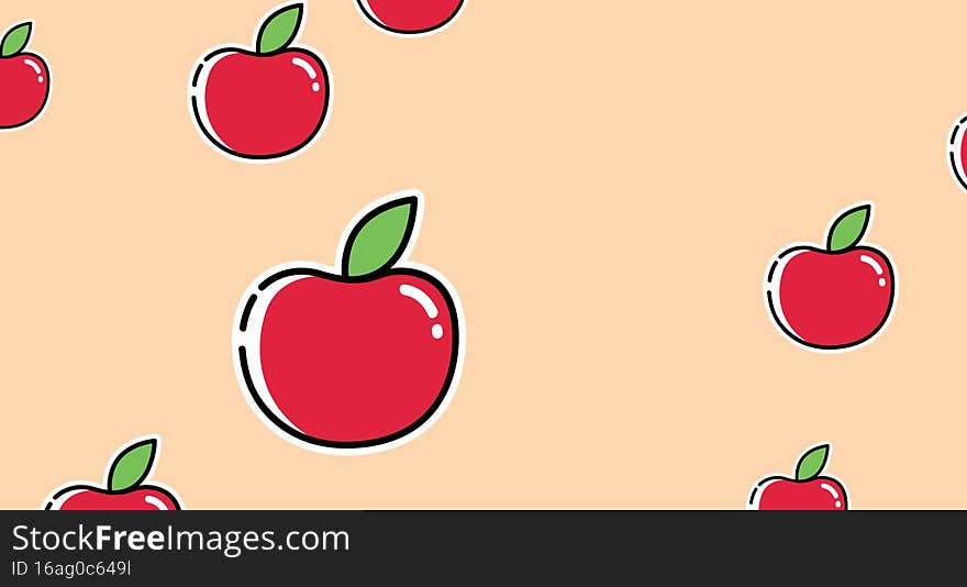 Image of single apples floating on green background