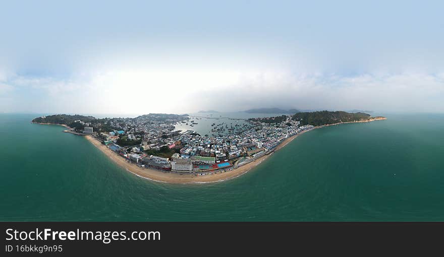 Aerial view of Cheung Chau Island, Hong Kong 7 Jan 2022