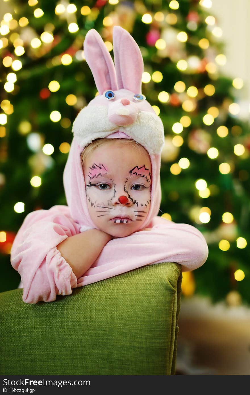 Child and christmas tree