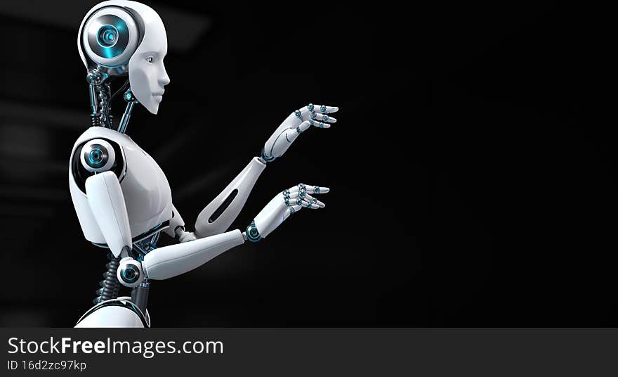 Robot Cyborg 3d render. AI artificial intelligence machine learning.