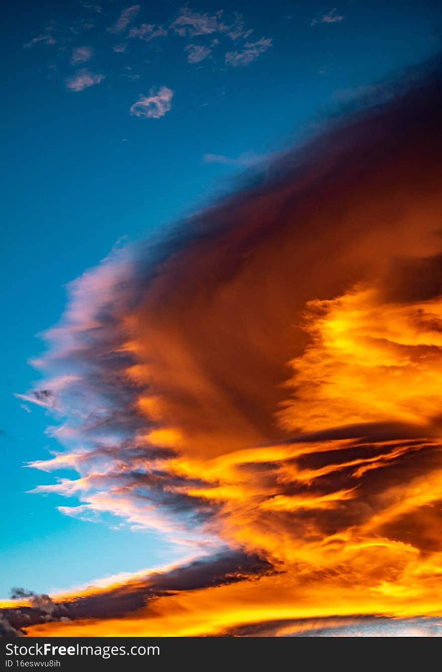 Golden orange sunset over Costa Del Sol