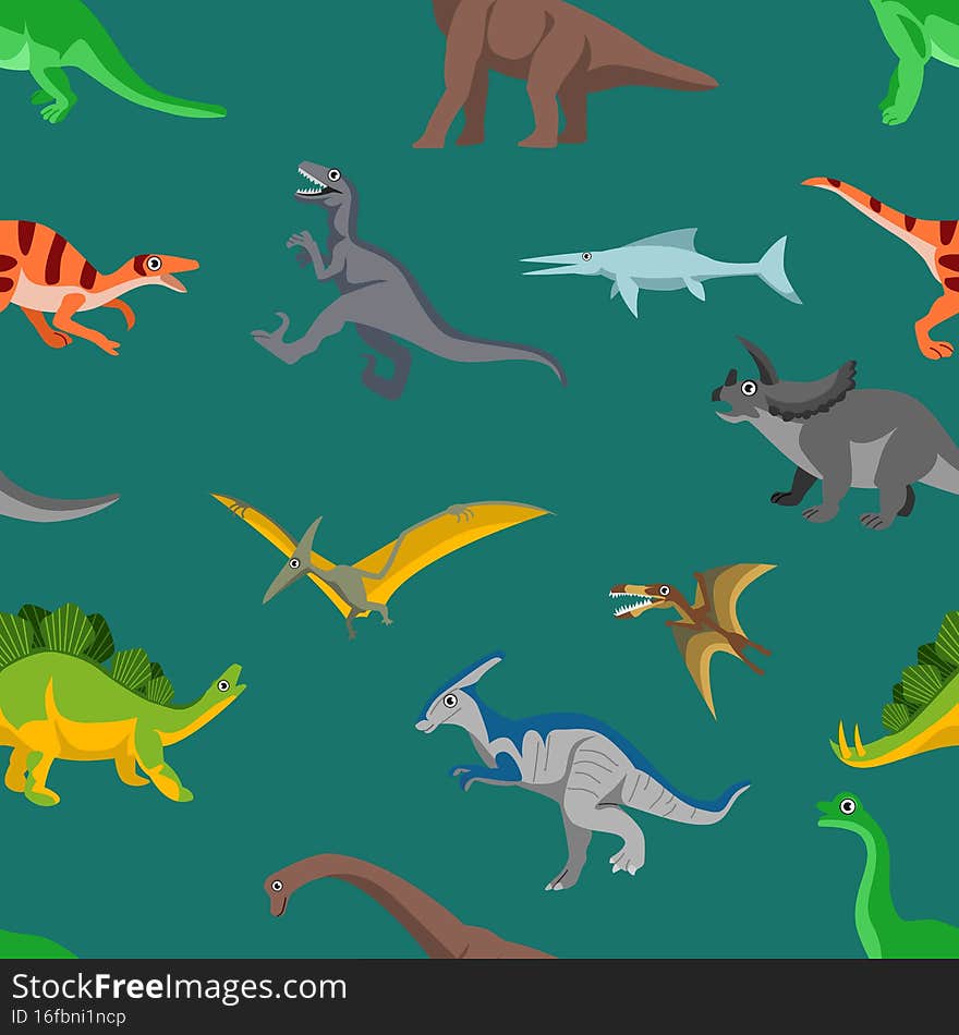 Dinosaurs seamless pattern background vector illustration and design graphic background