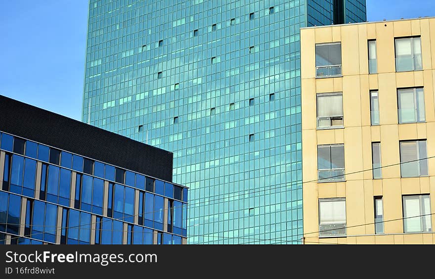 View of an modern apartment building and office building