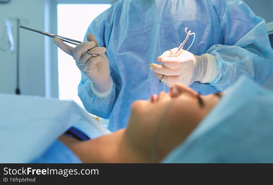 Team surgeon at work in operating room