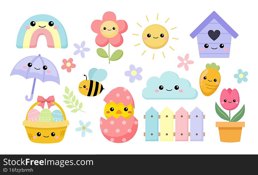 Cute Easter spring collection clipart