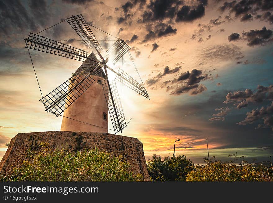 Traditional windmill majorca, spain