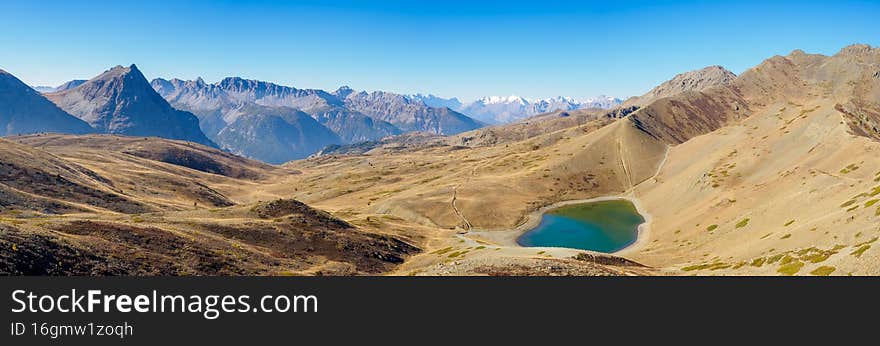 Lake Gignoux near La Chau in french alps, Ecrins national park, France. Lake Gignoux near La Chau in french alps, Ecrins national park, France