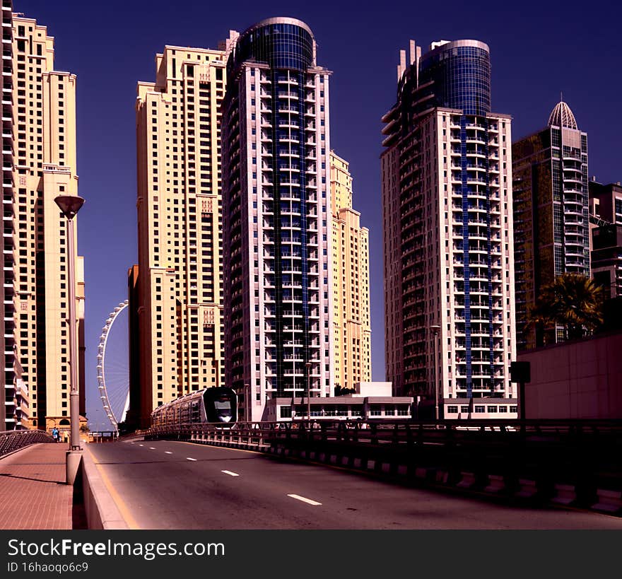 View of the Dubai Marina area in the United Arab Emirates