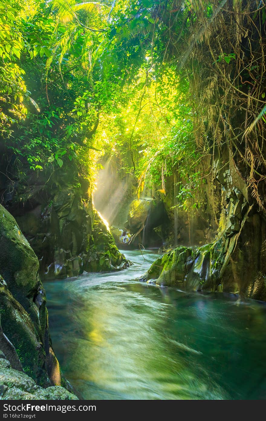travel destination the view of the tunnel at the waterfall is beautiful in the morning
