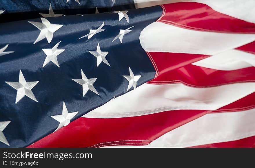 American flag of the USA. Independence Day on July 4, Memorial, Veterans, Labor. The concept of Happy Presidents