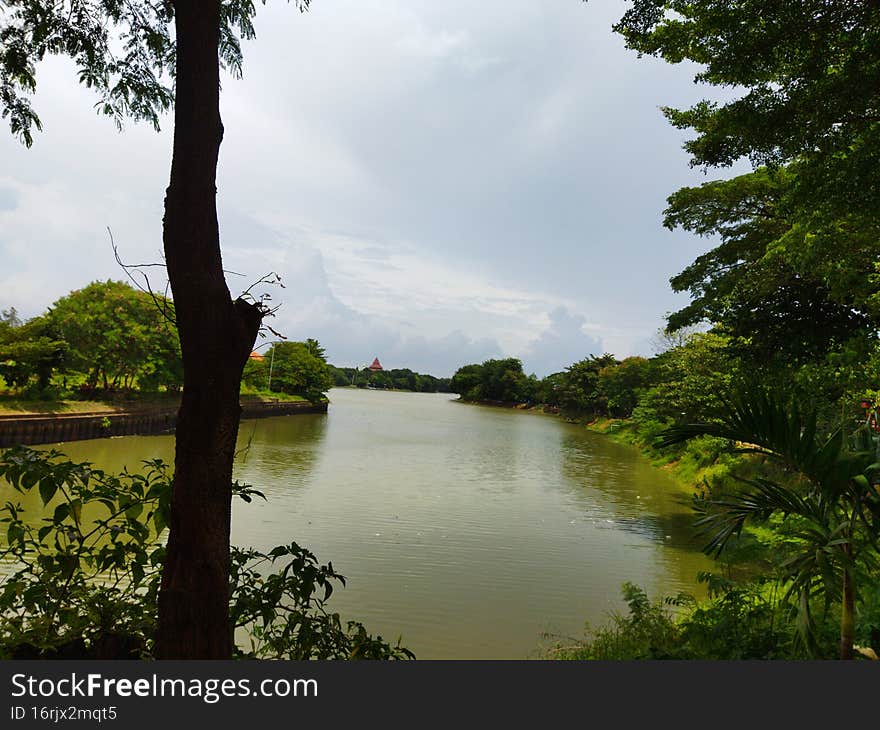 Beautiful lake of `Situ Babakan` with greeny around, Jakarta, Indonesia - 2022