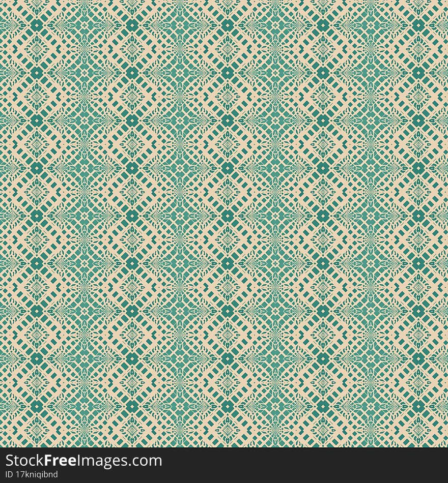 Green and beige mosaic geometric pattern Textured pattern. Light and dark colors, saturated hues.
