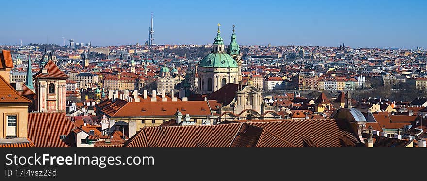 Prague Castle and the Old Town on sunny spring day