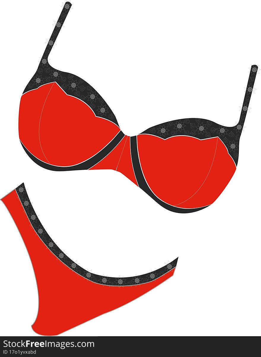 Clip art of women& x27 s underwear in red tones for web design