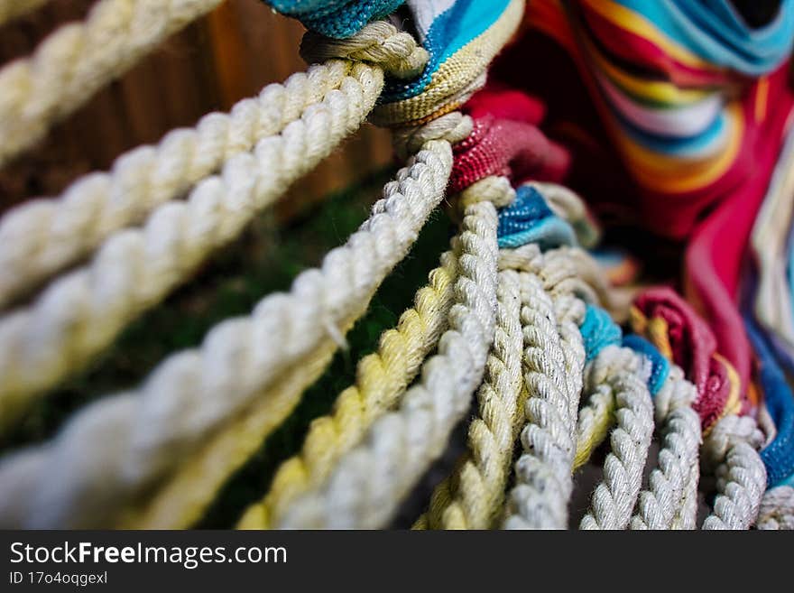 closeup of strings on a hammock