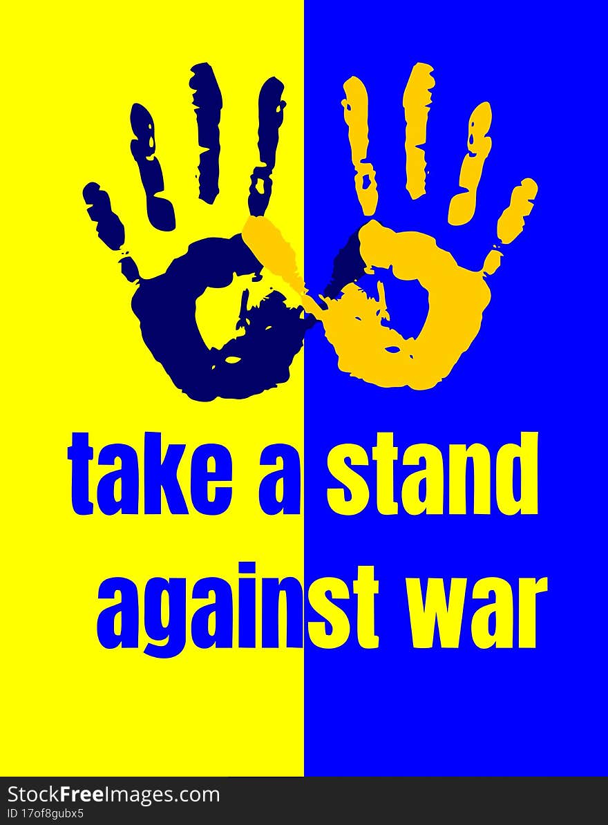 сине-желтый, плакат take a stand against war