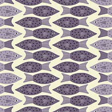 Spotted Fish Hand Drawn Vector Illustration. Underwater Life Seamless Pattern For Children Fabric. Stock Photos