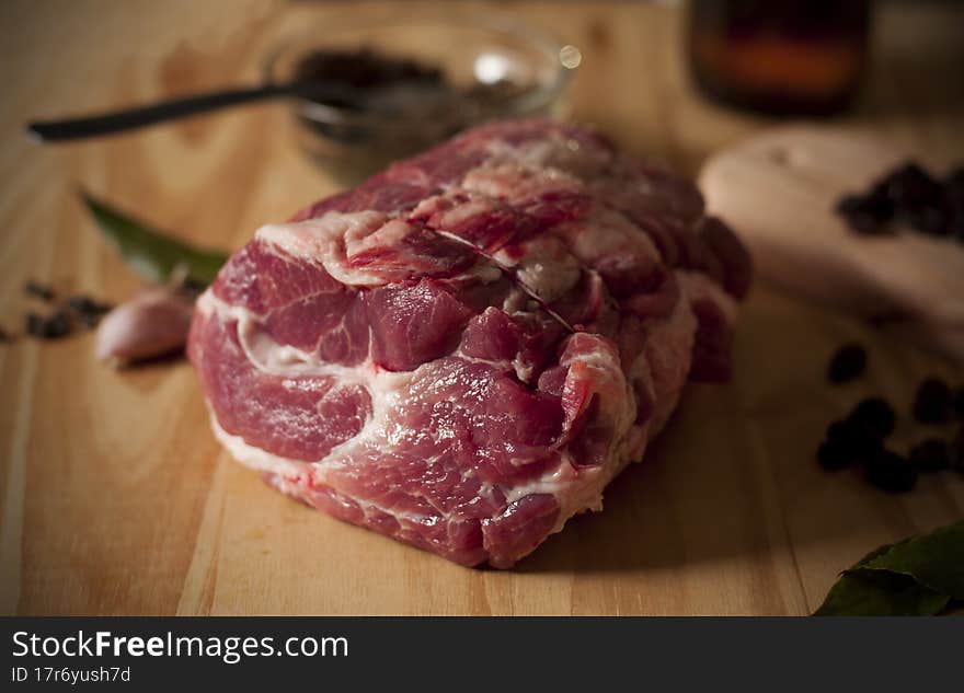 Argentinian pork meat with spices and string