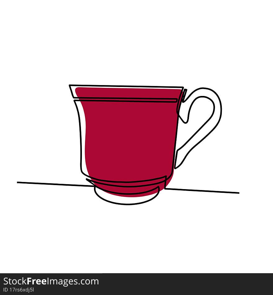 Continuous drawing of the coffee cup line. Vector illustration