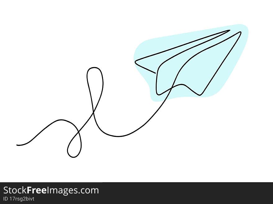 Airplane drawn with one line. Isolated on white background. Vector illustration. Drawing a continuous line. Line style