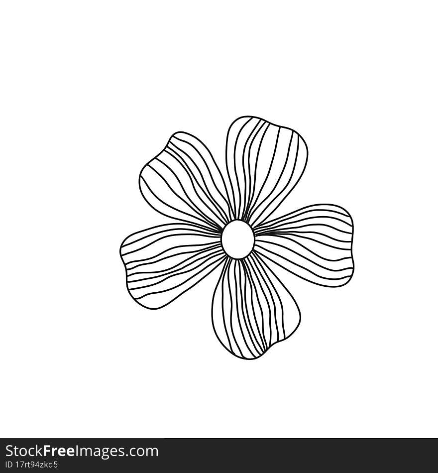 Isolated On White Background Top View. Hand Drawn Icon In A Linear Style