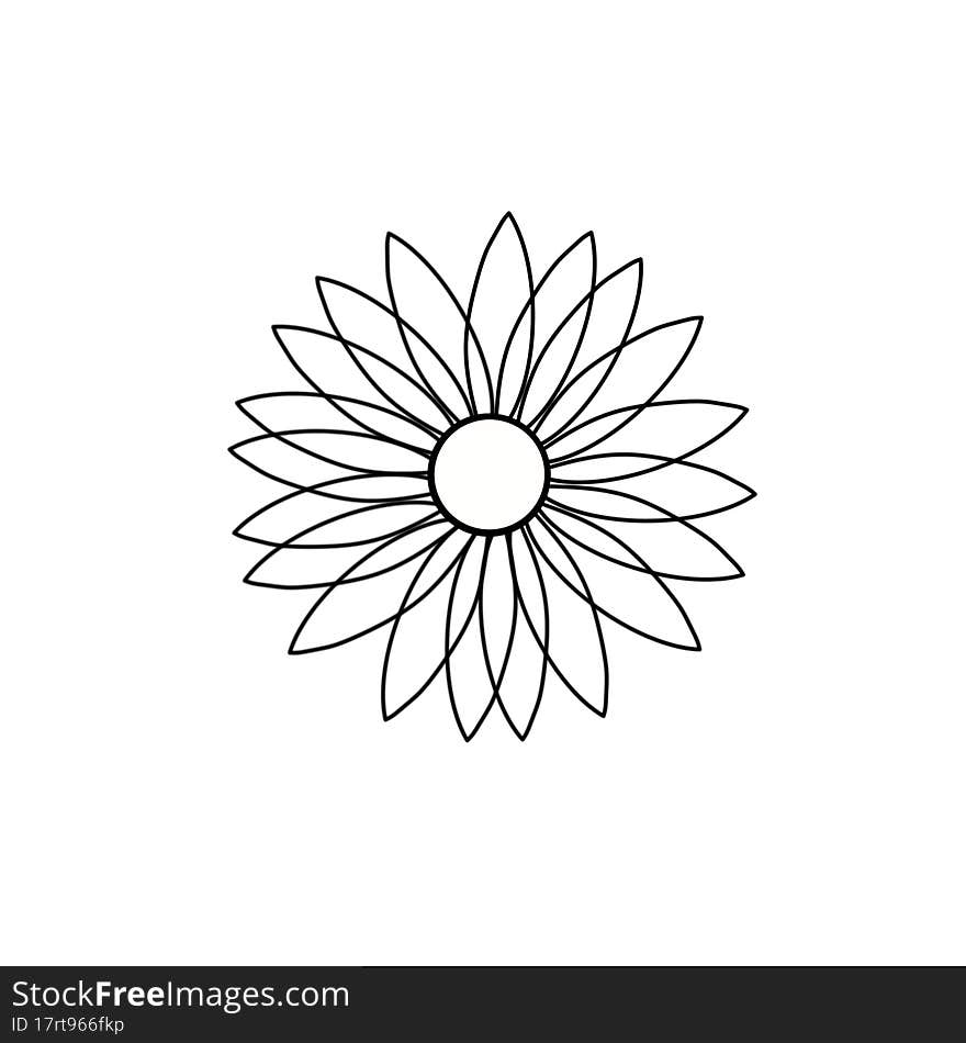 Isolated On White Background Top View. Hand Drawn Icon In A Linear Style