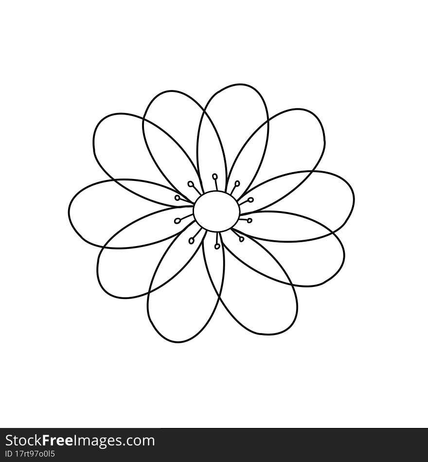 Isolated on white background top view. Hand drawn icon in a linear style