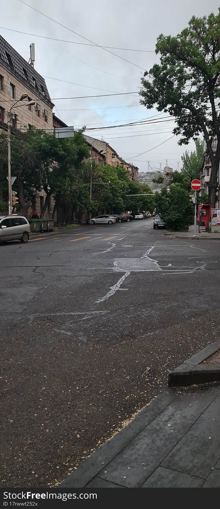 haze armenia city trees evening