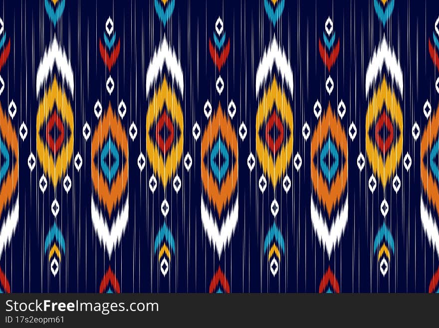 Ikat seamless pattern in tribal. Fabric ethnic pattern art. American, Mexican style. Design for background, fabric, clothing, carpet, textile, batik. Ikat seamless pattern in tribal. Fabric ethnic pattern art. American, Mexican style. Design for background, fabric, clothing, carpet, textile, batik.