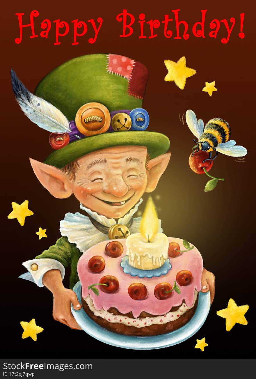 Digital greeting card with gnome