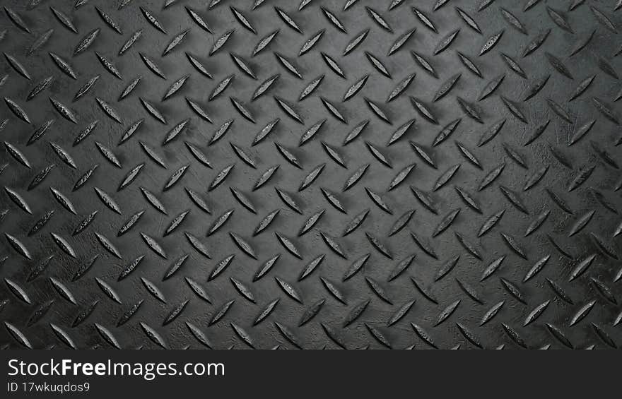 Black matte metal diamond plate backdrope. 3d rendering. Black matte metal diamond plate backdrope. 3d rendering
