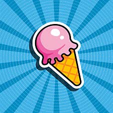Cartoon Illustration Of Ice Cream. Blue Retro Background. Royalty Free Stock Photo