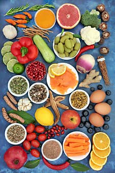 Health Food Selection For Immune System Support Royalty Free Stock Photo