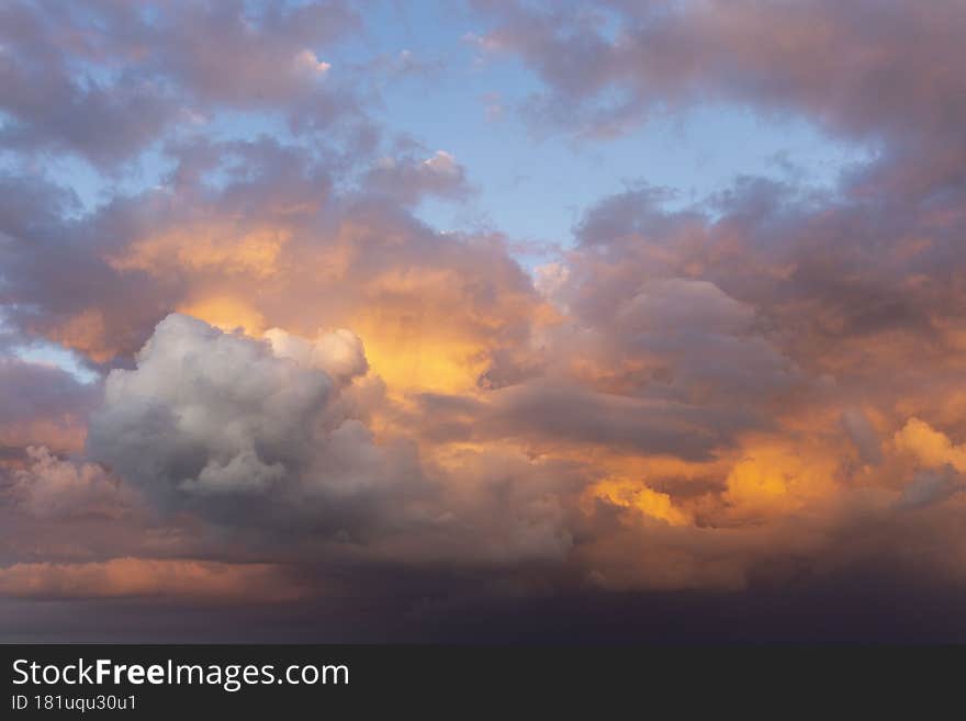 Beautiful orange clouds at dawn