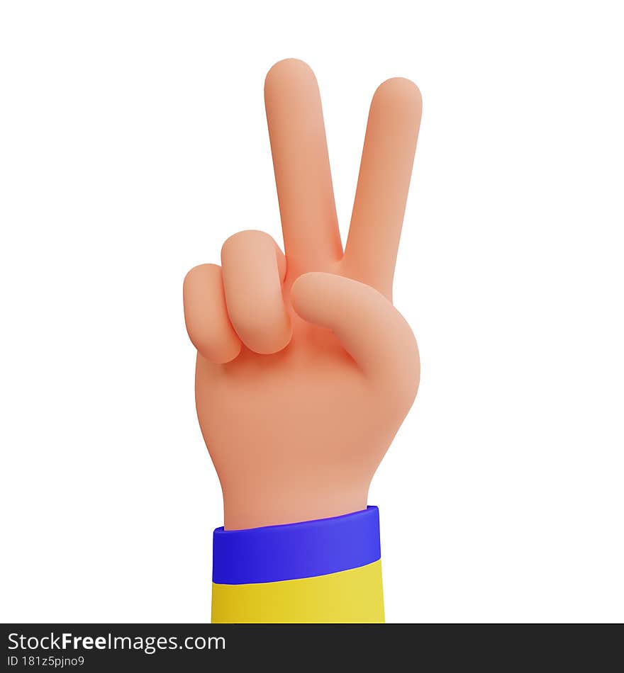 3d render hand symbol of peace