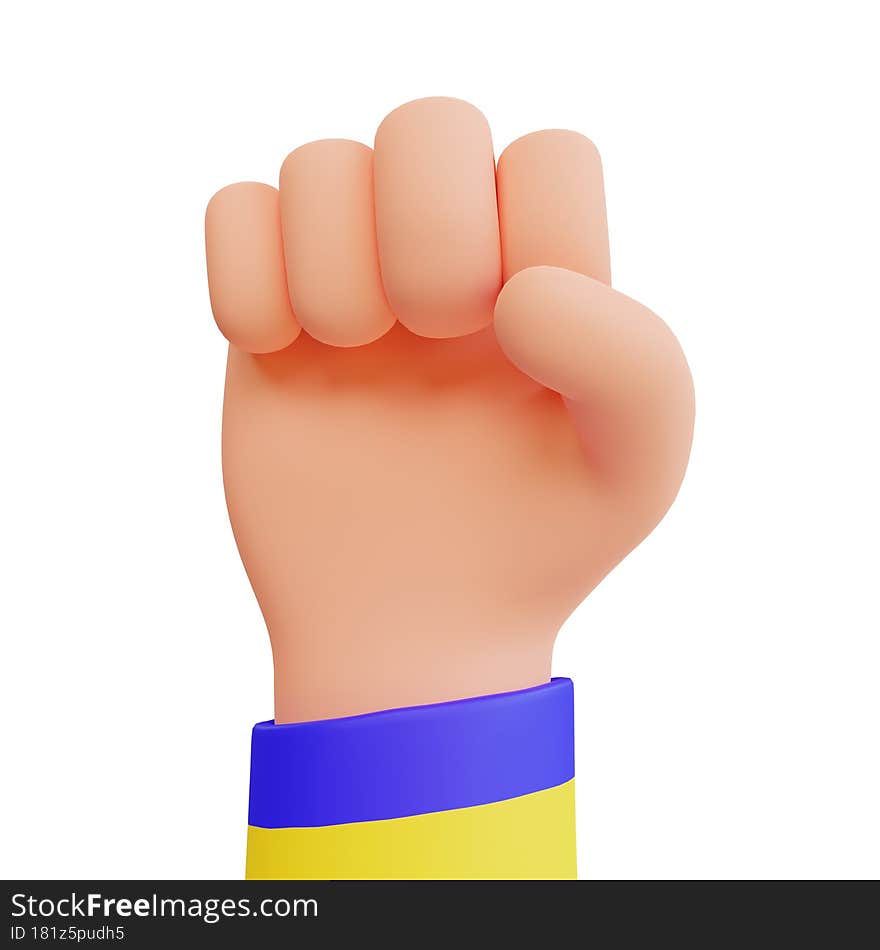 3d render hands clenched suport ukraine