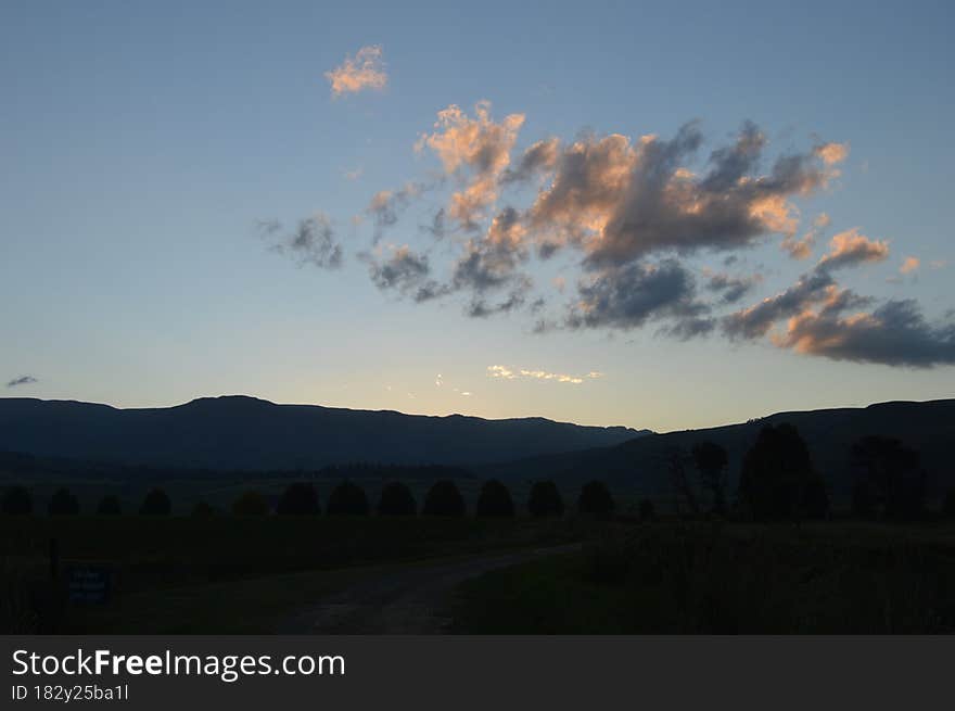 Sunset over the dragensberg South Africa