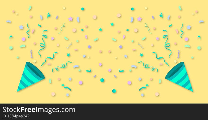 Confetti. Festive illustration. Party popper