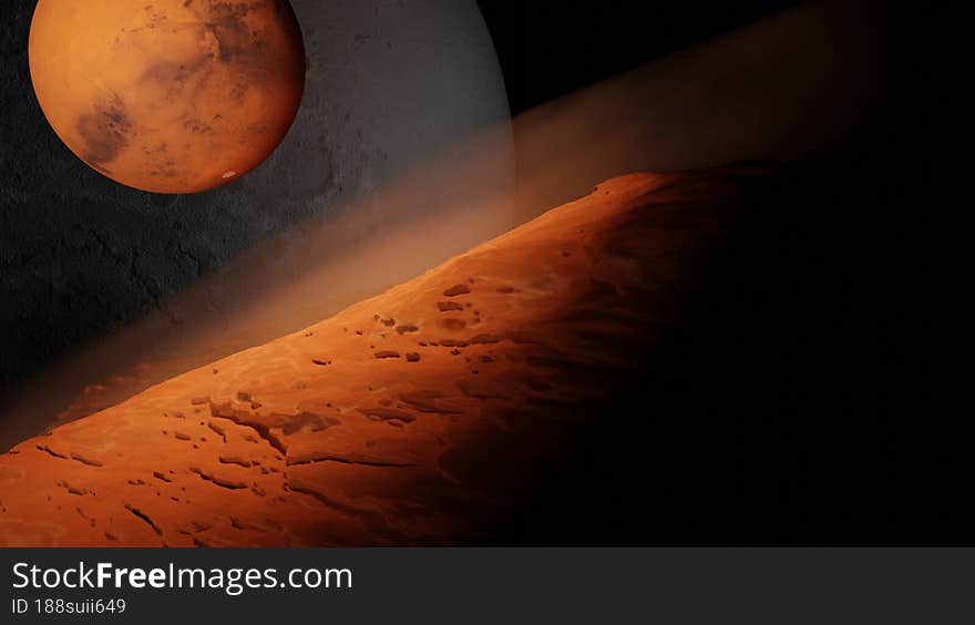3d render sci-fi outer space Mars planet and nature scenery wallpaper backgrounds